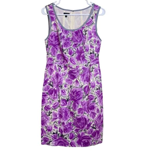 Talbots Purple Floral Sleeveless Sheath Dress Size 8 EUC - Picture 1 of 6